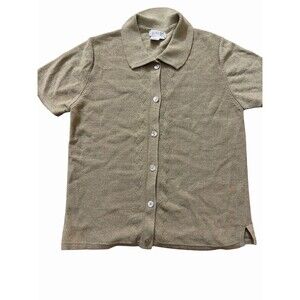 Due Per Due Vintage Knit Button Down Short Sleeve Top Beige Size M‎ Hong Kong
